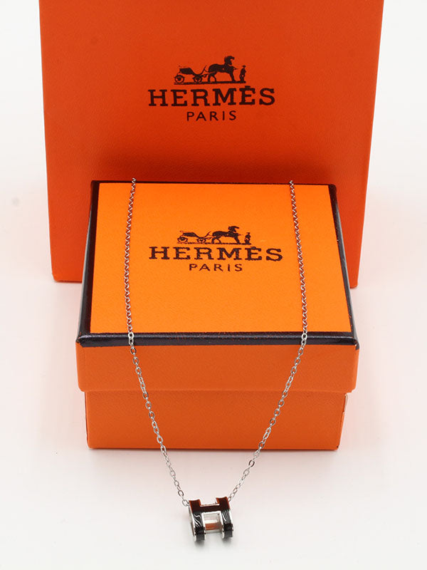 سلسال هرمز H ذهبي ناعم سلسال HERMES اسود فضي