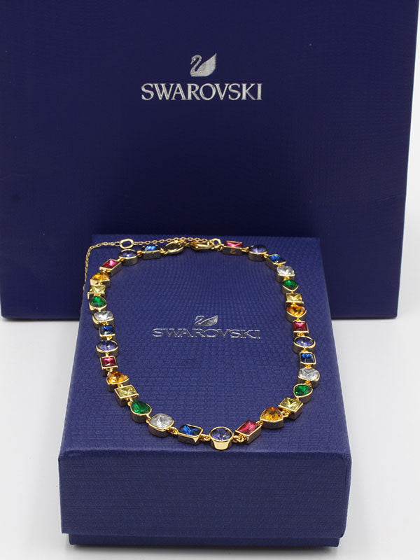 سلسال سواروفسكي عقد ملون سلسال Swarovski ذهبي
