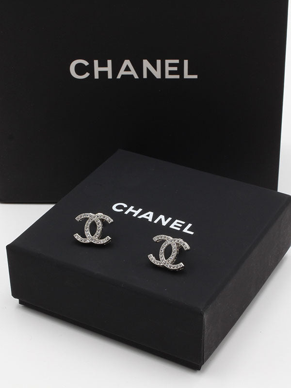 حلق شانيل زركون ناعم حلق chanel فضي