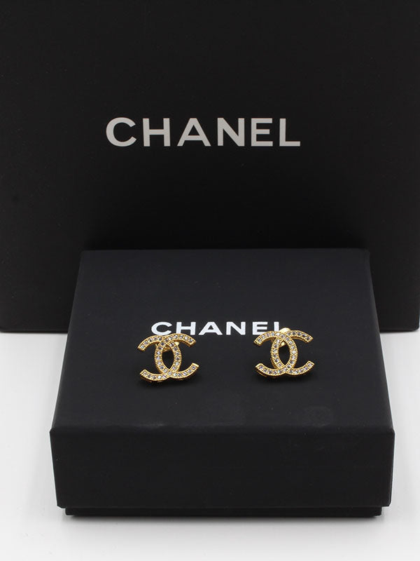 حلق شانيل زركون ناعم حلق chanel ذهبي