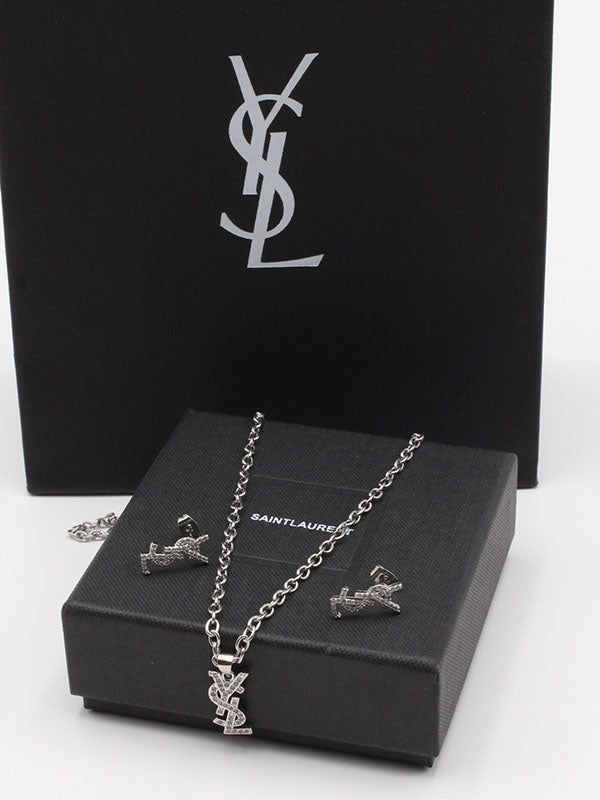 طقم ايف سان لوران زركون جنزير اطقم ysl فضي