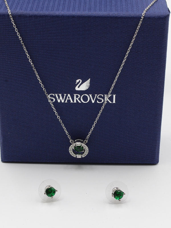 طقم سواروفسكي 2 قطع اطقم Swarovski اخضر