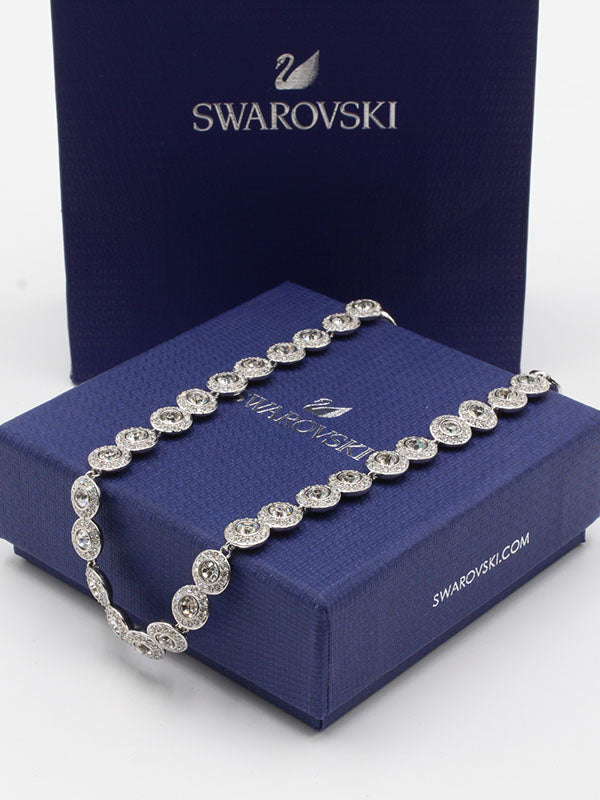 سلسال عقد سواروفسكي كامل زركون سلسال Swarovski فضي