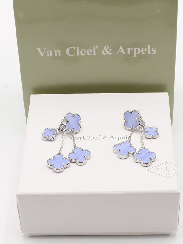 حلق فان كليف 4 ورود وسط حلق van cleef موف فضي