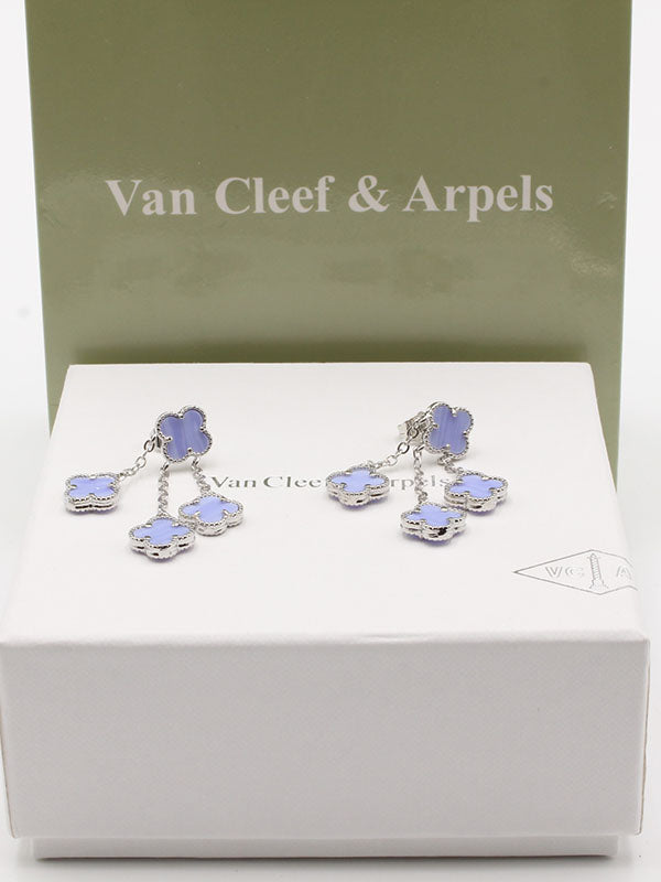 حلق فان كليف 4 ورود حلق van cleef موف فضي