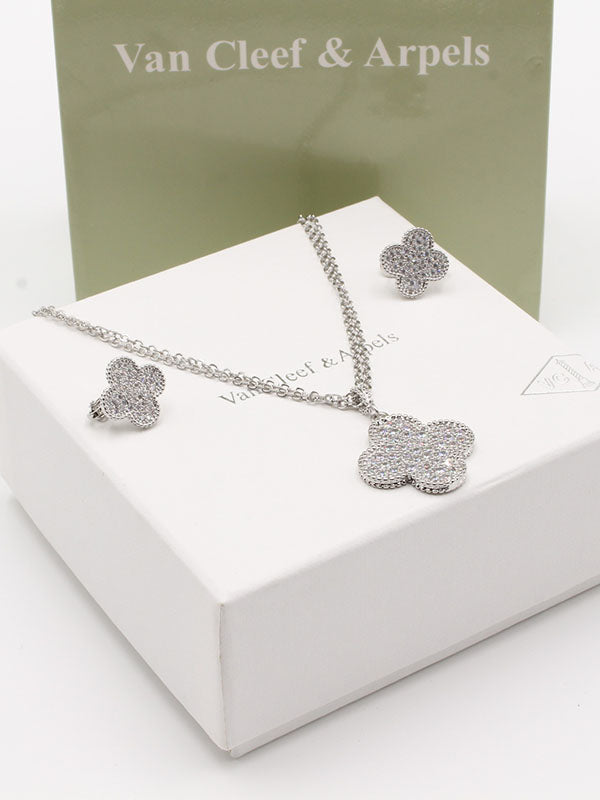 طقم فان كليف ورده كبيره زركون اطقم van cleef فضي