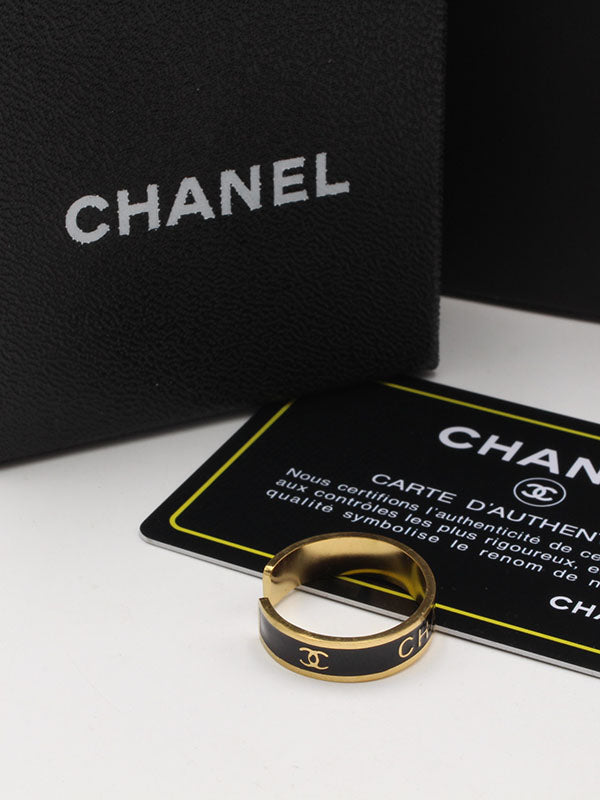 خاتم دبلة شانيل اسود خواتم chanel