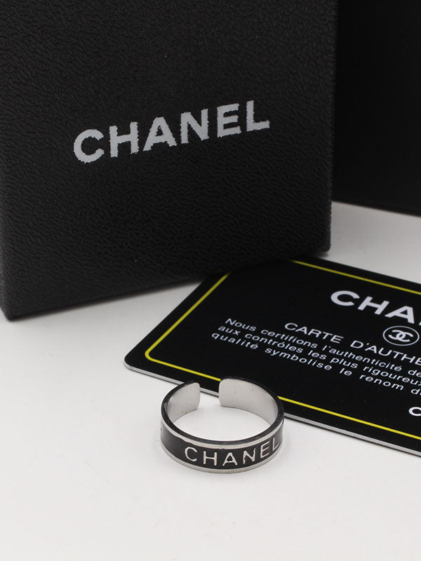 خاتم دبلة شانيل اسود خواتم chanel فضي