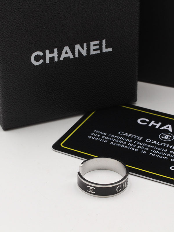 خاتم دبلة شانيل اسود خواتم chanel