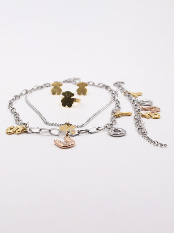 طقم توس 4 قطع ملون ستنلس ستيل اطقم دبدوب ذهبي