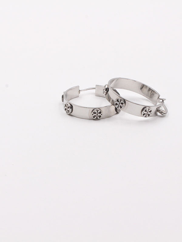 حلق توري بورش سيركل لوقو وسط حلق tory burch فضي