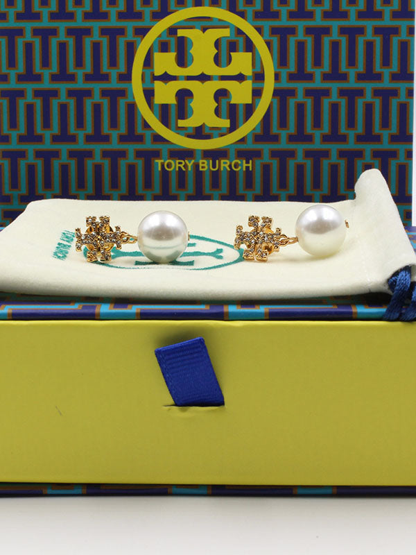 حلق توري بورش لولو كريستال ذهبي حلق tory burch ذهبي