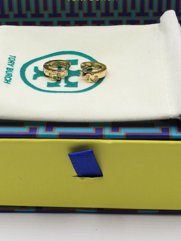 حلق توري بورش سيركل لوقو صغير حلق tory burch ابيض