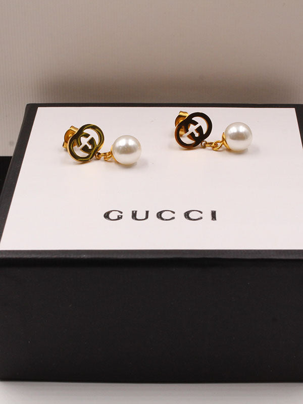 حلق قوتشي لولو ميتال ذهبي حلق gucci ذهبي