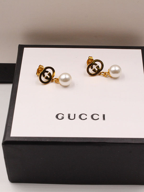 حلق قوتشي لولو ميتال ذهبي حلق gucci