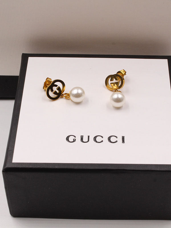 حلق قوتشي لولو ميتال ذهبي حلق gucci