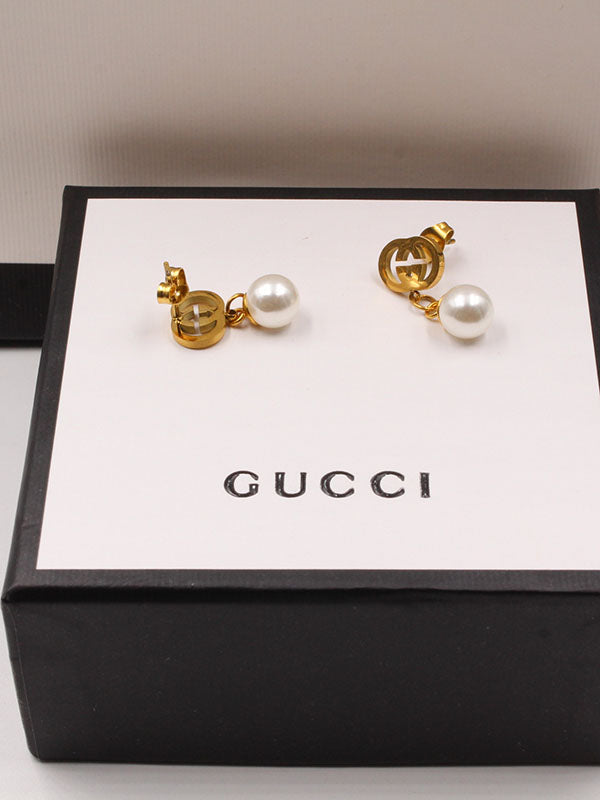 حلق قوتشي لولو ميتال ذهبي حلق gucci