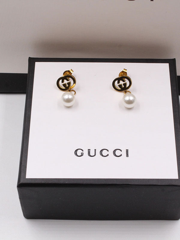 حلق قوتشي لولو ميتال ذهبي حلق gucci