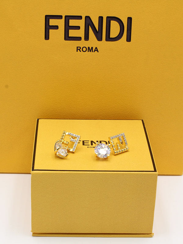 حلق فندي زركون سكوير ستون حلق fendi