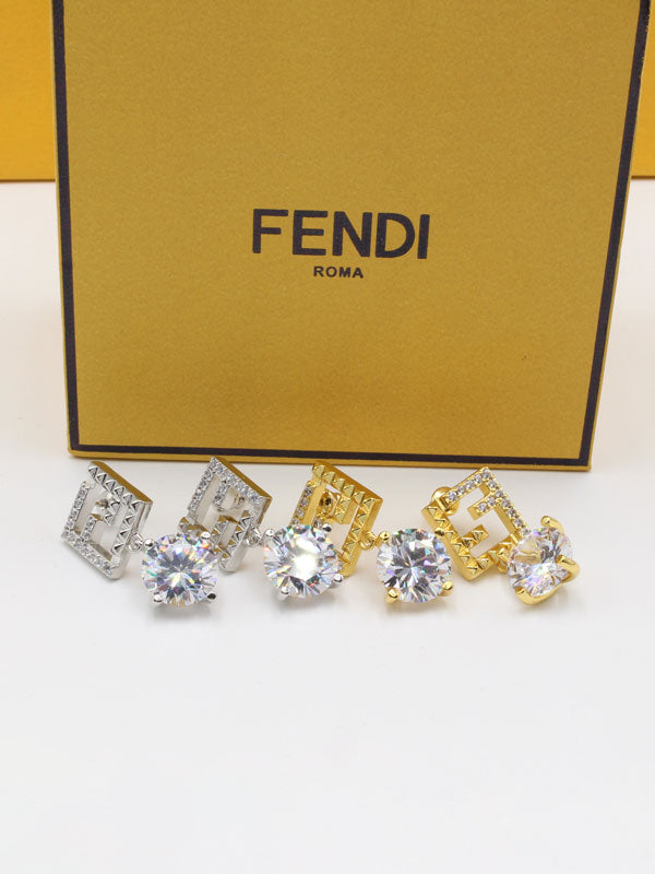 حلق فندي زركون سكوير ستون حلق fendi