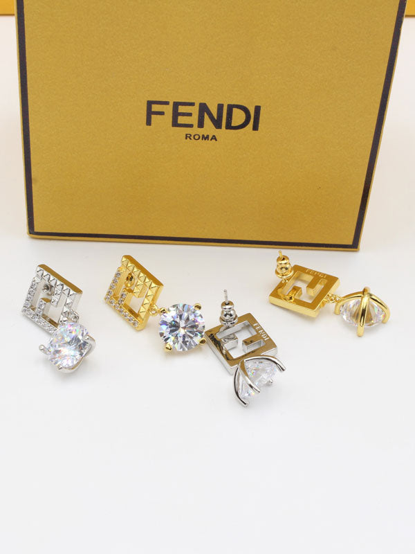 حلق فندي زركون سكوير ستون حلق fendi