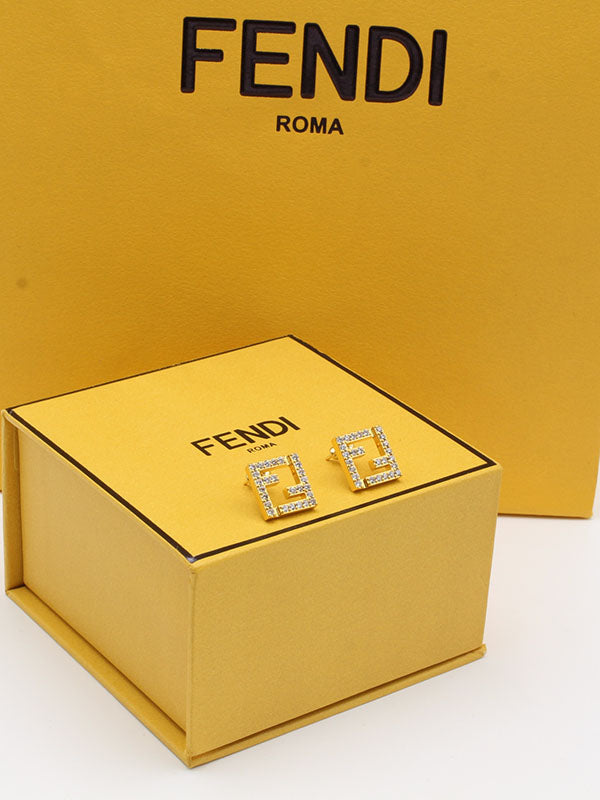 حلق فندي زركون سكوير حلق fendi