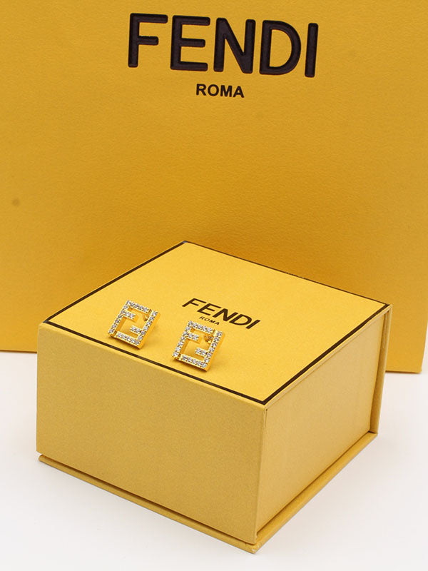 حلق فندي زركون سكوير حلق fendi