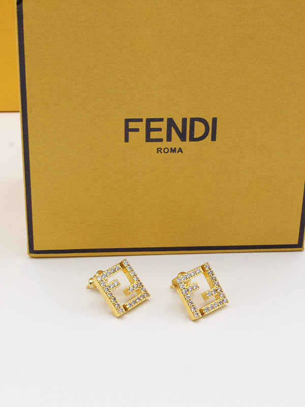 حلق فندي زركون سكوير حلق fendi