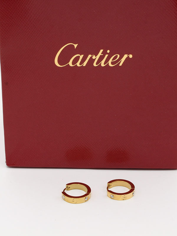 حلق كارتير مدور وسط زركون حلق CARTIER ذهبي