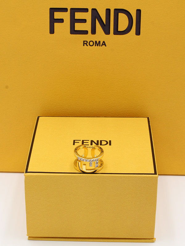 خاتم فندي عريض لوقو خواتم fendi