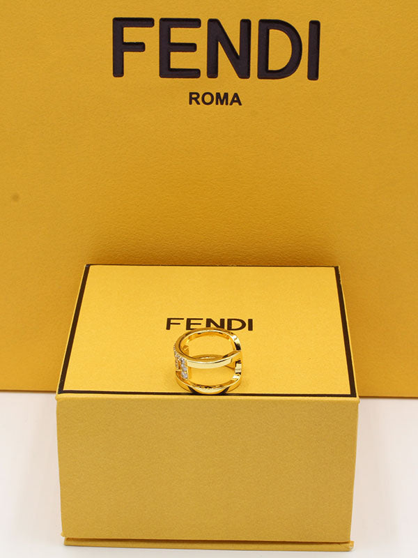 خاتم فندي عريض لوقو خواتم fendi