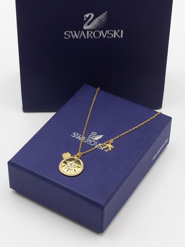 سلسال سواروفسكي سيركل اند فلاور ذهبي. سلسال Swarovski