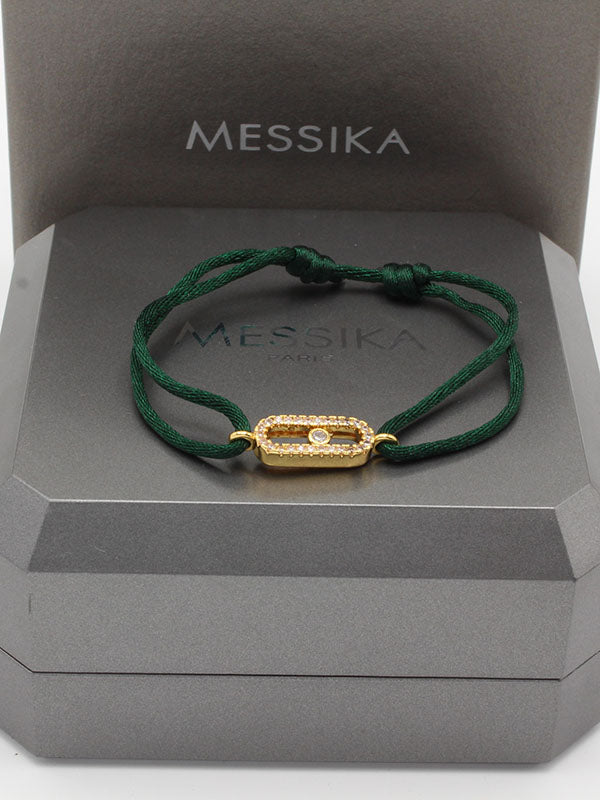 اسواره ميسيكا خيط الجديده لوقو اسواره messika اخضر ذهبي 2