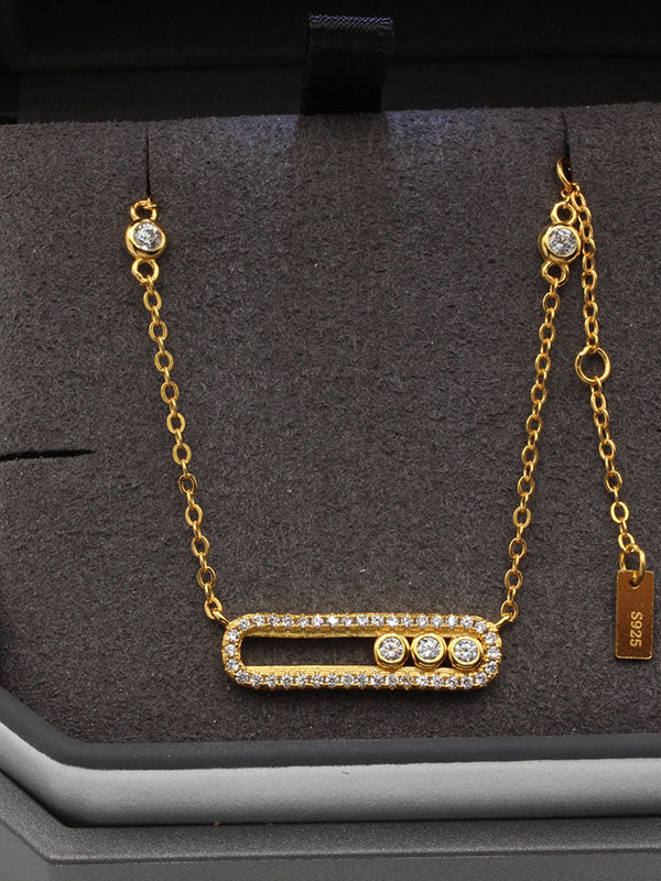سلسال ميسيكا لونق فل زركون سلسال Swarovski ذهبي