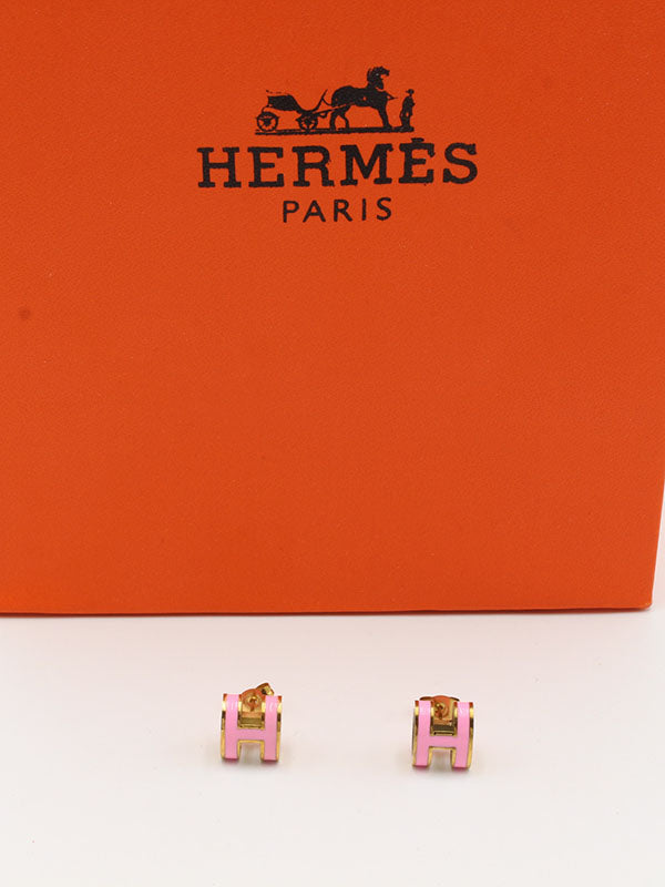 حلق هيرمز صغير حلق HERMES ذهبي وردي