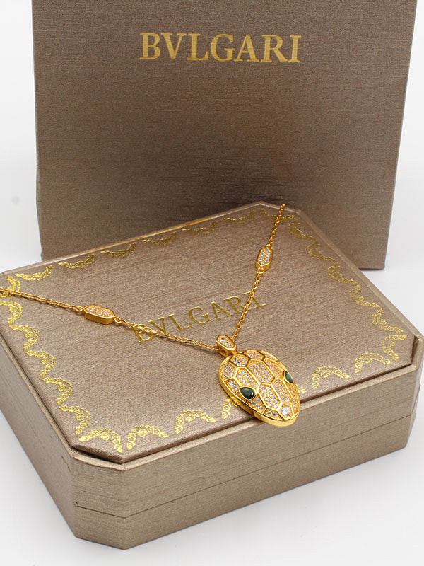 سلسال بولغاري سنيك كبير سلسال bvlgari اخضر ذهبي
