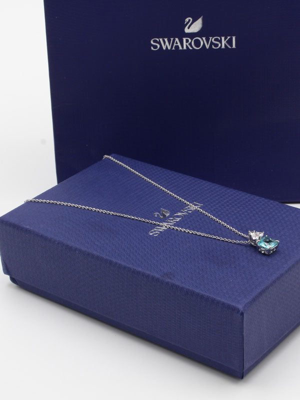 سلسال سواروفسكي زركون فضي سماوي سلسال Swarovski