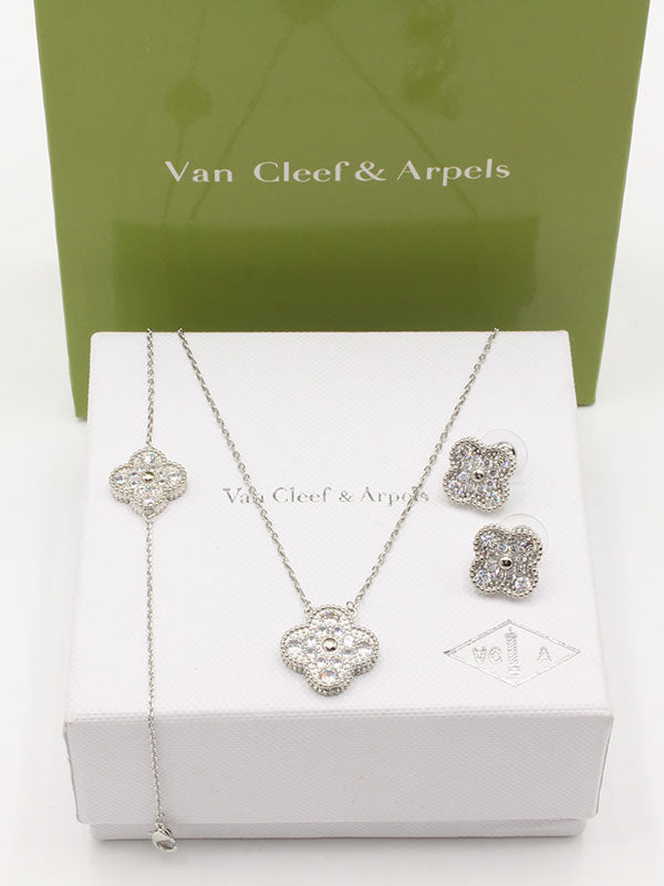 طقم فان كليف زركون وردة الجديد 3 قطع اطقم van cleef