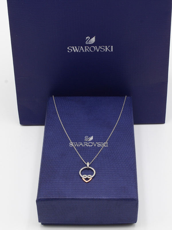 سلسال سواروفسكي هارت فضي روز قولد سلسال Swarovski
