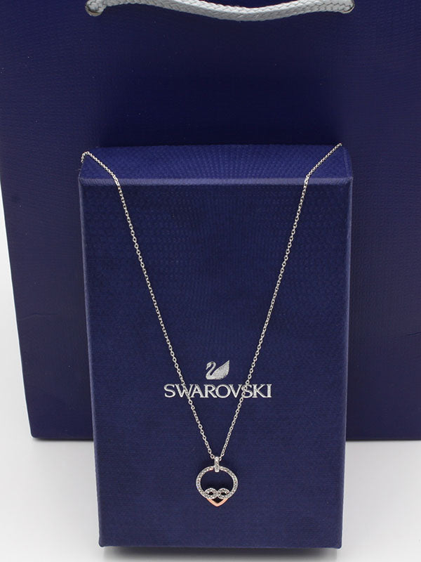 سلسال سواروفسكي هارت فضي روز قولد سلسال Swarovski فضي