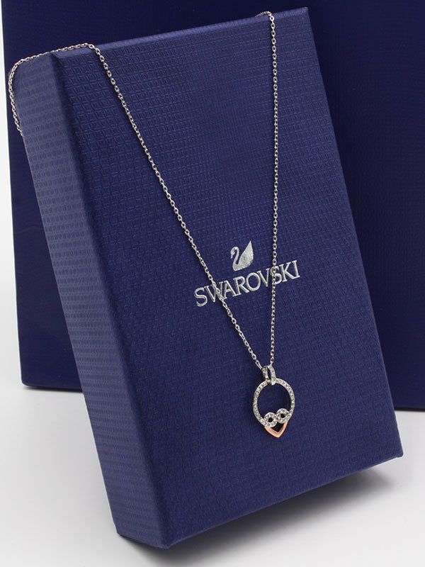 سلسال سواروفسكي هارت فضي روز قولد سلسال Swarovski