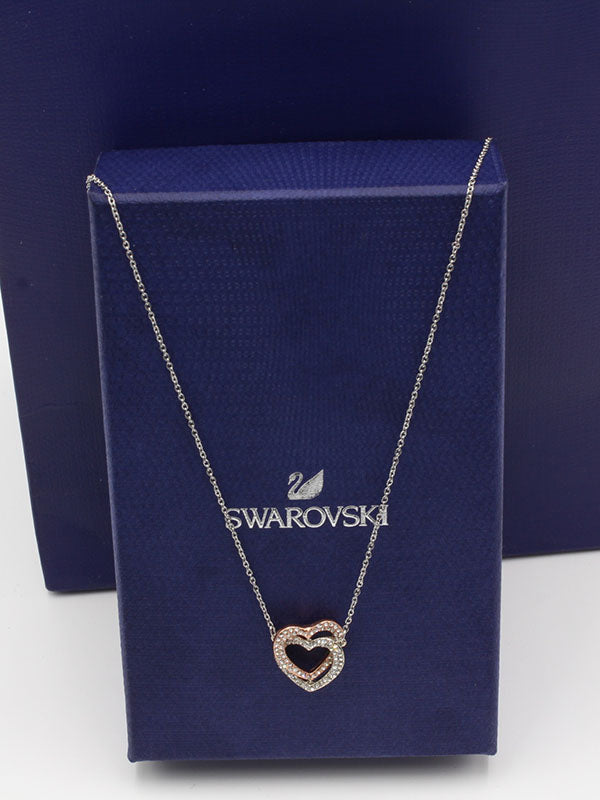 سلسال سواروفسكي هارت روز قولد سلسال Swarovski فضي