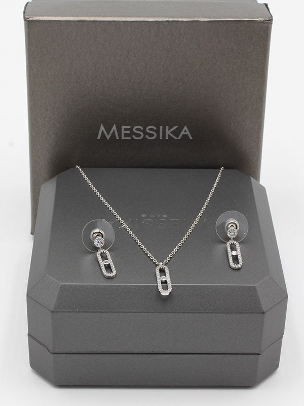 طقم ميسيكا سمبل ناعم زركون اطقم messika فضي