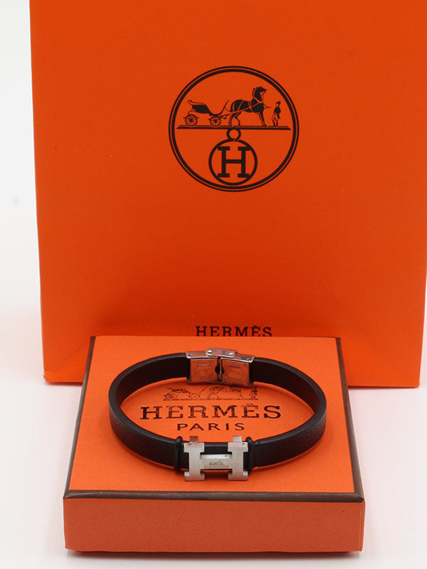 اسواره هيرمز جلد رجالي اسواره HERMES اسود فضي