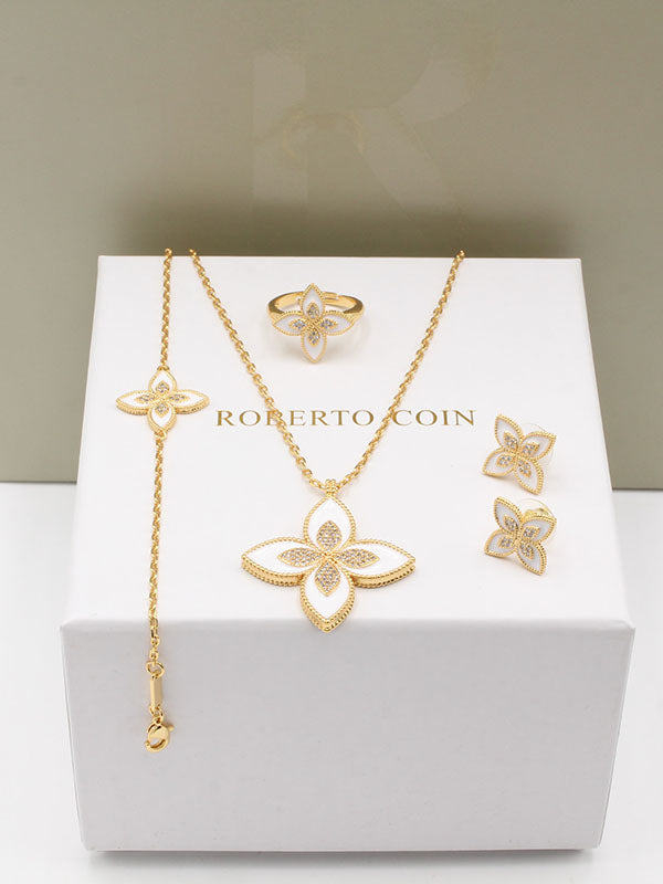 طقم روبرت كوين وردتين بليتنق اطقم roberto coin