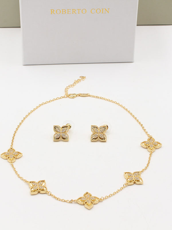 طقم روبرت كوين 5 ورود سمبل اطقم roberto coin ذهبي