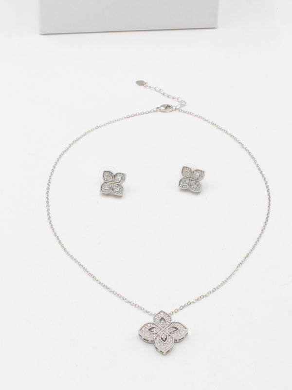 طقم روبرت كوين وردة زركون سمبل اطقم roberto coin فضي