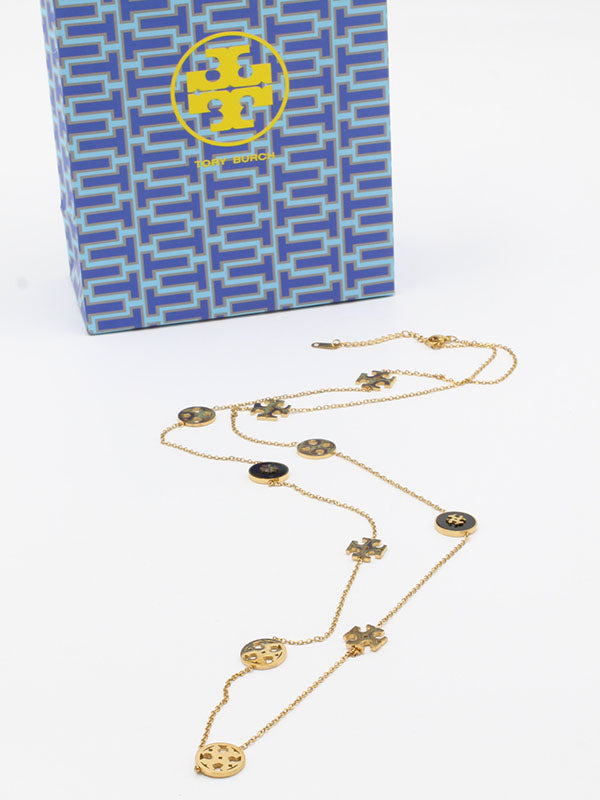 سلسال توري بورش طويل لوقو اسود سلسال tory burch