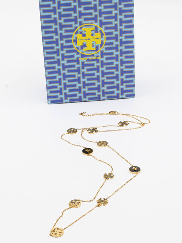سلسال توري بورش طويل لوقو اسود سلسال tory burch ذهبي