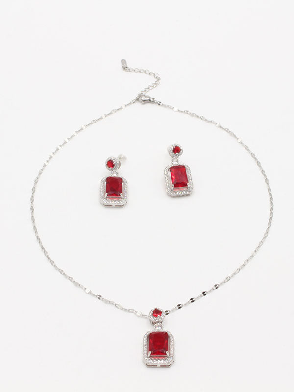 نص طقم زركون مربع اطقم new عنابي فضي